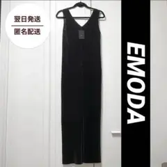 EMODA エモダ　カットプリーツ オールインワン　ワンピース　ブラック　黒