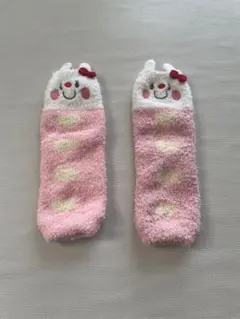 ベビーレッグウォーマー ピンク クマデザイン 約30cm