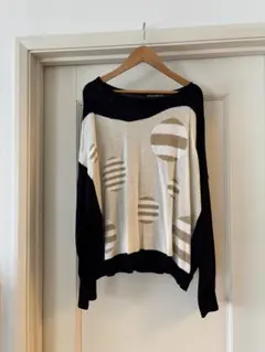 フラボア ストライプ模様 長袖ニット