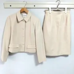 PLATA ベージュ スーツ セットアップ XL 入学式スカート 毛 ウール