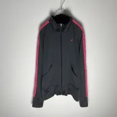 NIKE ハイネック フルジップ トラックジャケット 刺繍ロゴ 黒× ピンク M