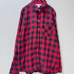 オールドネイビー シャツ レギュラーカラー チェック M 赤黒 綿 カジュアル