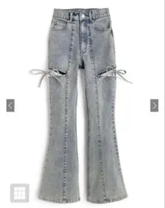 【新品未使用】GRL サイドカットアウトリボンフレアデニムパンツ cu578