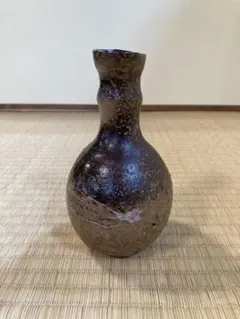 徳利□最高級の古色【黒高麗】小壺 糸切高台 花入 李朝 古玩 唐物