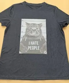 猫柄Tシャツ⑭ 大きめS 黒