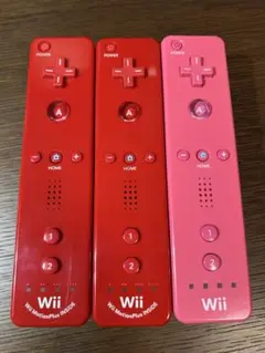 Wiiリモコン 3本セット 赤 ピンク
