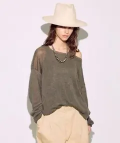 BRILL 未使用　リネンコットンリラックスプルオーバー　カーキのサムネイル