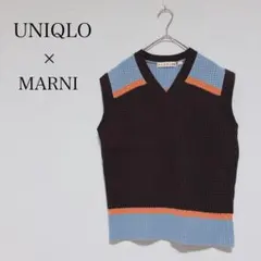 ユニクロ マルニ コラボ 配色Vネックベスト ポップコーンニット 【L】