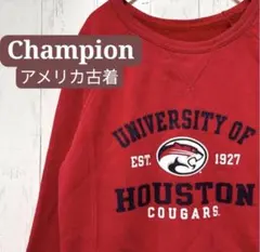Champion カレッジロゴ 裏起毛 赤 M 古着 アメカジ ビッグプリント