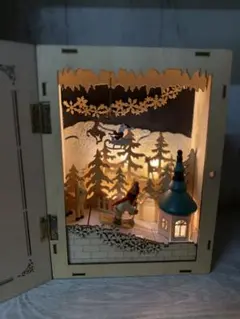 木製クリスマスインテリア　LEDライト付き