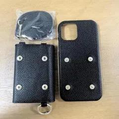 【新品】スマホケース 黒 ショルダーストラップ付 ブラック 黒 iPhone12