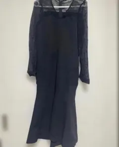 未使用 タグ付き ロングドレス 結婚式 M 背面チャック深め