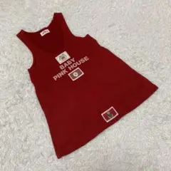 BABY PINK HOUSE ロゴ入りジャンパースカート　赤　110cm