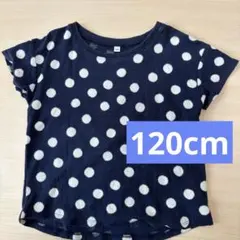 無印良品　ネイビー 水玉 ドロップショルダー半袖Tシャツ 120のサムネイル