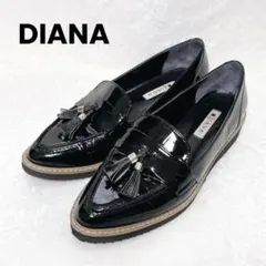 DIANA ダイアナ タッセル エナメルローファー【24.5】厚底 黒