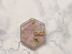 【パーツ選べます】六角形桜レジン　ヘアゴム　キーホルダー　ポニーフック
