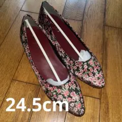 SESTO セスト 24.5 花柄 パンプス　ローヒール　新品　未使用　ベロア風