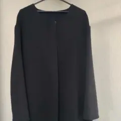 ノーカラー ロングコート ブラック