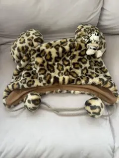 ディズニー　ヒョウ柄耳付き帽子 ミニー
