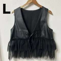 ベスト　ブラック　しまむら　Ｌのサムネイル