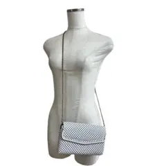 ビンテージ　パーティバッグ　ななめ掛け　チェーンショルダー　ホワイト