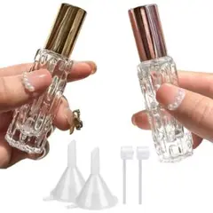 【2セット】 香水アトマイザー 10ml 詰替え 付属品付き pink、Gold