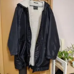 美品ROCKYFORD ブラック ベンチコート フード付きフリーサイズ