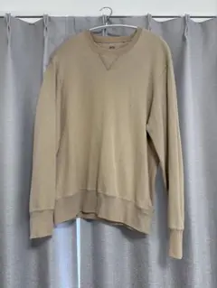 ベージュ クルーネック 長袖セーター