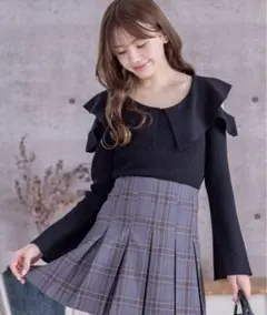 clear 肩開きビッグカラー長袖ニットトップス≪2024SS新作≫