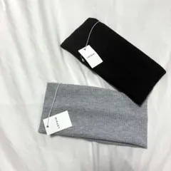 未使用タグ付　LEPSIM レプシィム　リブ　ヘアバンド　グレー　ブラック　黒のサムネイル