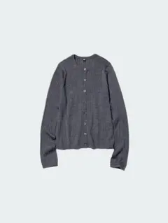 UNIQLO メリノリブクルーネックショートカーディガン グレー S