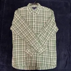 Tommy Hilfiger 緑系チェック 長袖シャツ M