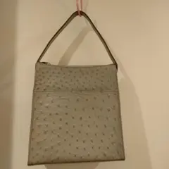 オーストリッチ風２WAYショルダー、ハンドバッグ　レトロ　中古