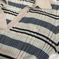 Maison Kitsune リブニット ポロシャツ ボーダーのサムネイル