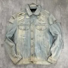 D390 良品 DIESEL デニムジャケット ハードクラッシュ 鬼ダメージ加工のサムネイル