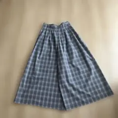 ワールド グレー系チェック ワイドパンツ