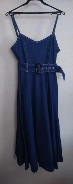 デニム　ブルー キャミワンピース ロング　キャミソール　ベルト　グレイル　GRL