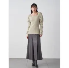 ミラオーウェン★ ふりミシンレザーライクナローロングスカート