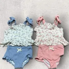女の子用水着セット 花柄 フリル付き　ベビー水着　双子水着　双子　水着セット