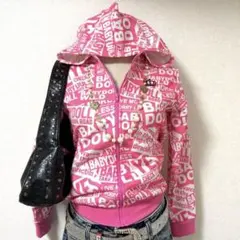 【新品】BABYDOLL パーカー y2k 00s フロントジップ 総柄 平成のサムネイル