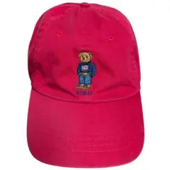 POLO ラルフローレン ポロベア刺繍 キャップ 赤 フリーサイズ