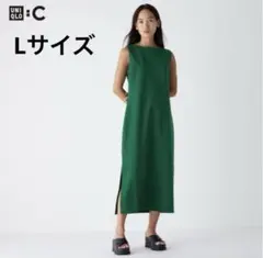 ★極美品★ ユニクロ クレープジャージーワンピース　ノースリーブ　グリーン