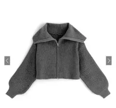 GRL ダブルジップショート丈リブニットトップス lt33