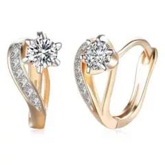 フープピアス レディース シャンパンゴールド ジルコニア