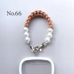 オレンジ×パール　スマホストラップ　パラコード　ハンドストラップ　ハンドメイド