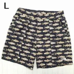 ザ ノースフェイス CLASS V ショートパンツ L 魚 トラウト柄 ネイビー