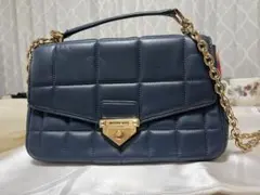MICHAEL KORS ネイビー キルティング ショルダーバッグ