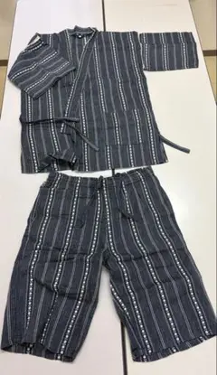 ストライプ柄 Lサイズ 甚平 100%綿