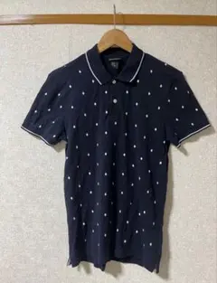 H&M Premium Cotton ポロシャツ ネイビー ドット柄 XSのサムネイル
