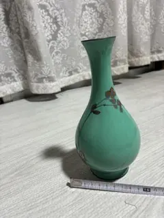 香蘭社　陶器製 花瓶 グリーン 花柄 一輪挿しのサムネイル